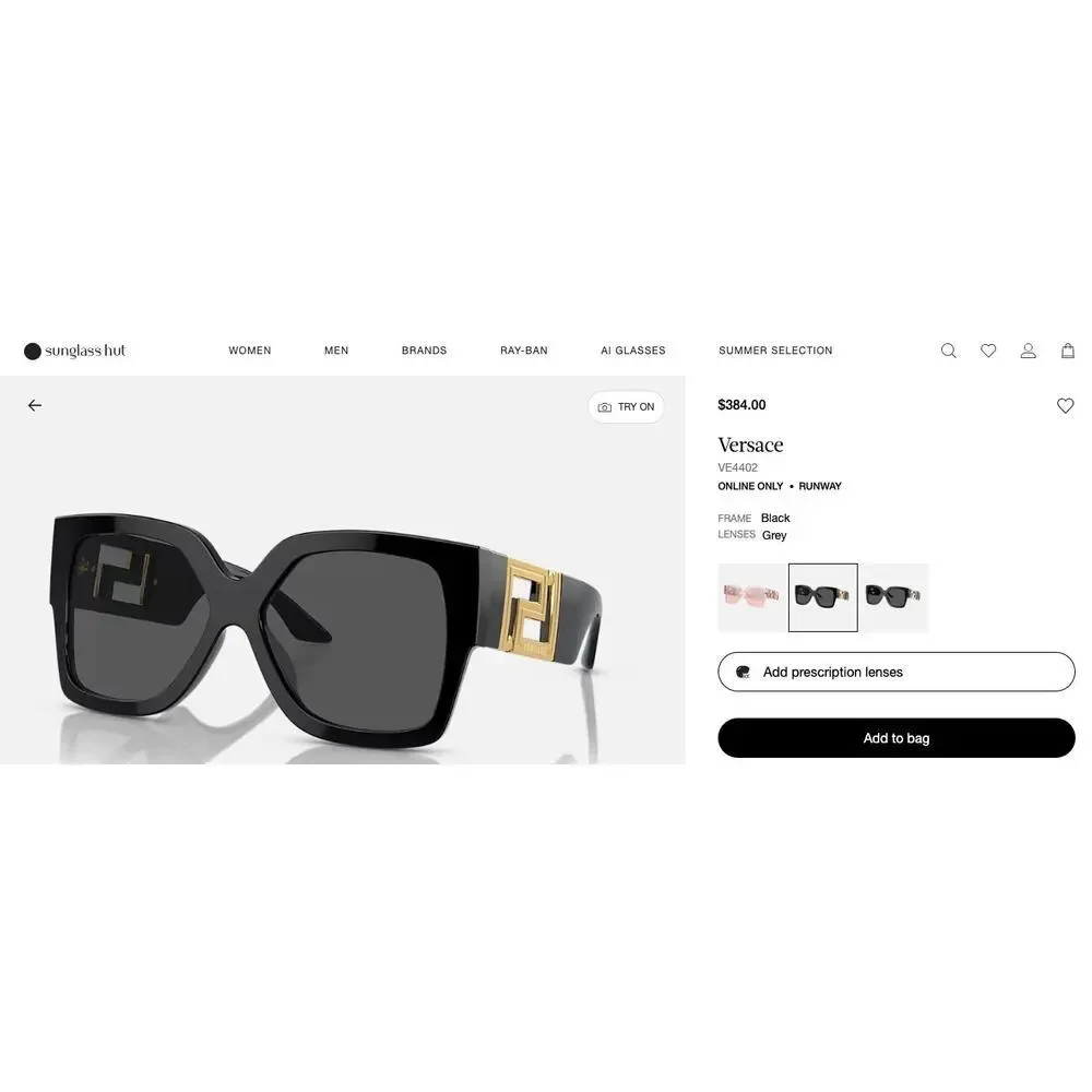 VERSACE NEW IN BOX Sunglasses, Black with Gold Medusa Accents 4402, Retails $394